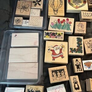 Assorted Wooden Rubber Stamps